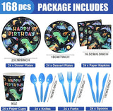168PCS Dinosaur Party Supllies for Boys Cartoon Dino Birthday Party