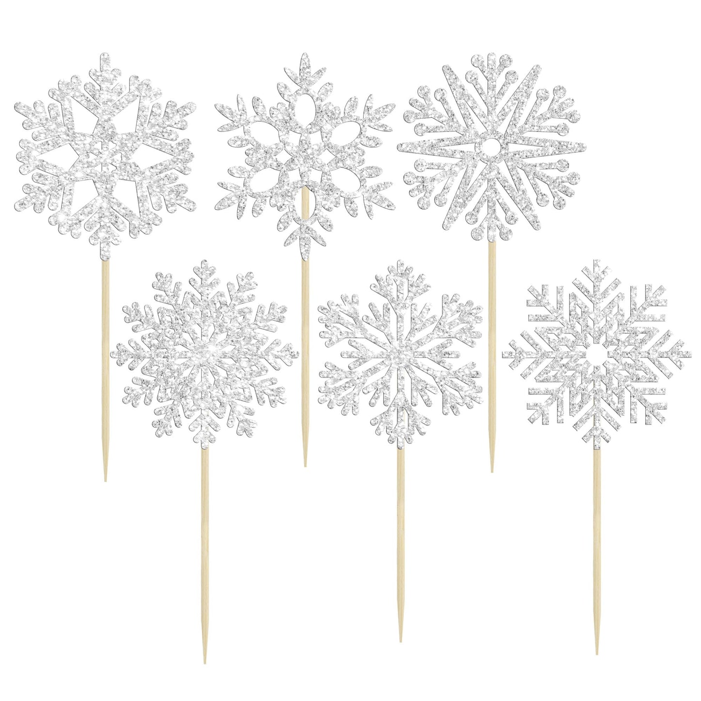 36Pcs Snowflake Cupcake Toppers Frozen Cupcake Picks Winter Frozen