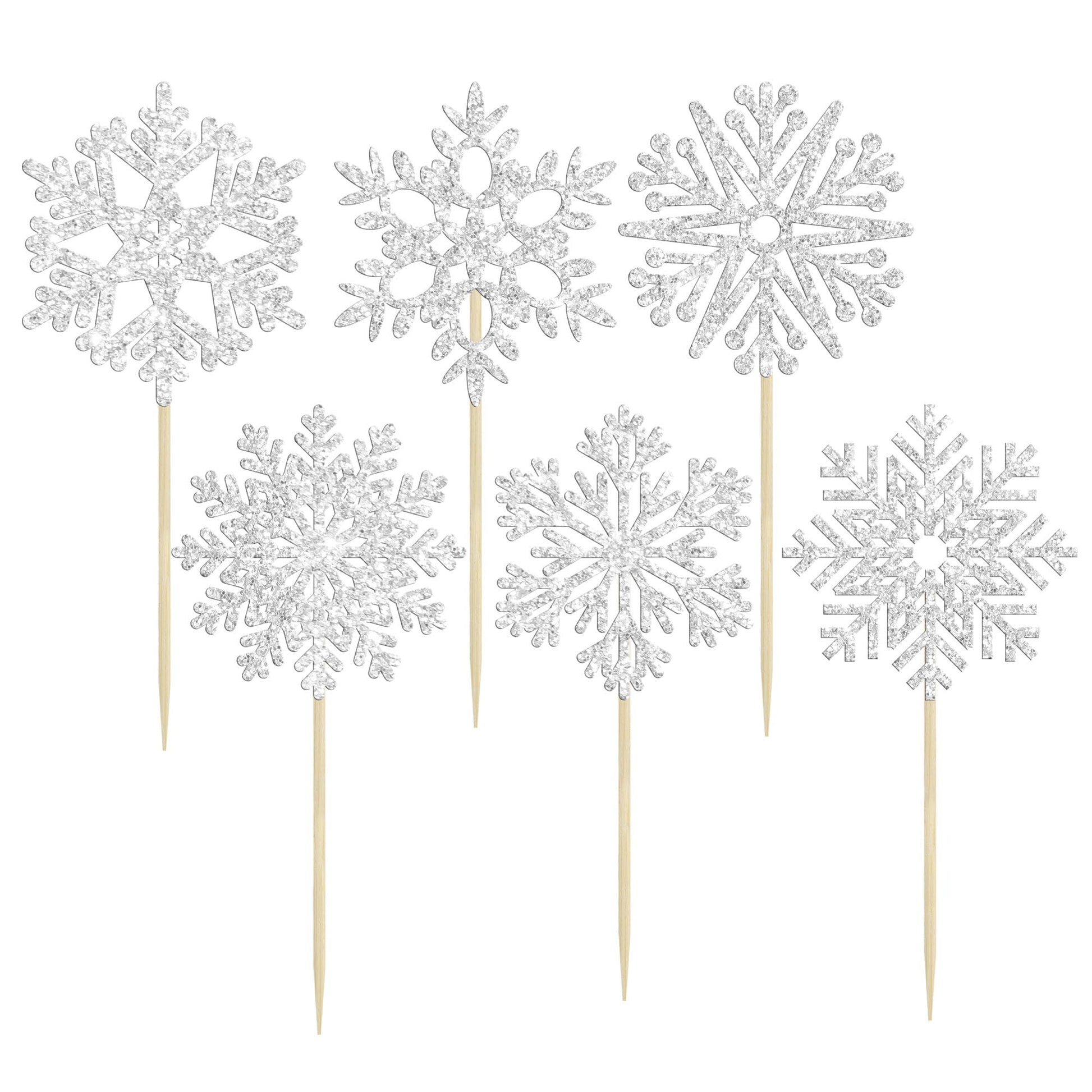 36Pcs Snowflake Cupcake Toppers Frozen Cupcake Picks Winter Frozen
