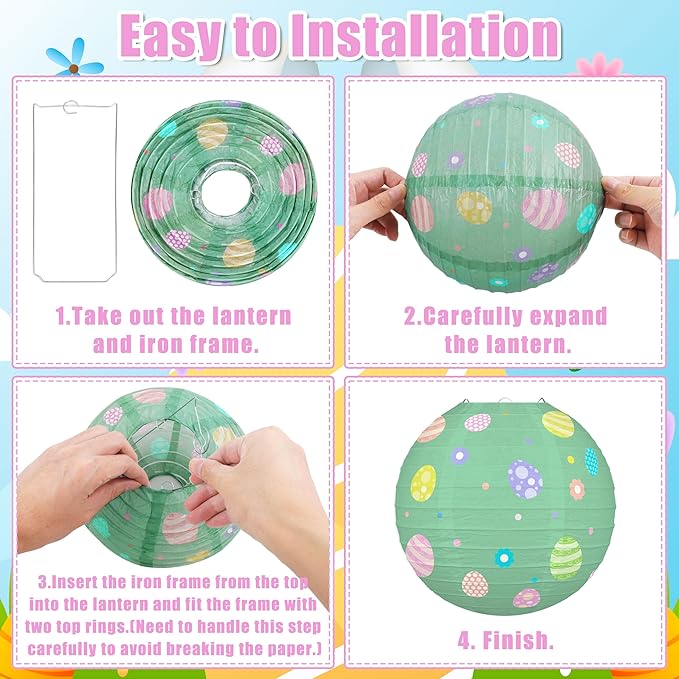14pcs Easter Party Hanging Decorations Vintage Paper Lanterns and