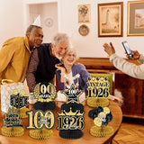 100th Birthday Party Decorations, 9PCS Black Gold 100th Vintage