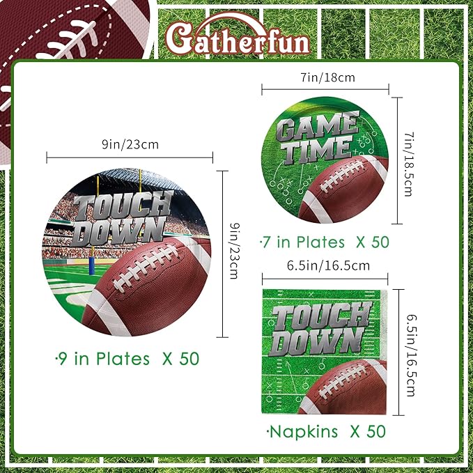 Football Party Supplies Kit Serve 50 Includes Dinner Plates Dessert