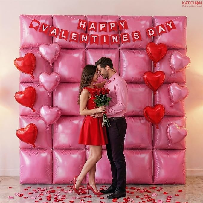 KatchOn, Red and Pink Square Foil Balloons - 19 Inches, Pack of 25 |