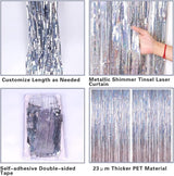 2 Pack 3.2ft x 8.2ft Silver Metallic Tinsel Foil Fringe Curtains,