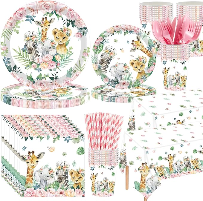 452 Pcs Safari Birthday Party Supplies Include Jungle Theme Paper