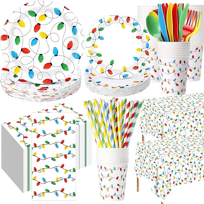 452 Pcs Christmas Party Decorations for 50 Guests Colorful Christmas