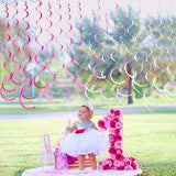 36 Pcs Hot Pink Hanging Swirl Decorations Ombre Pink White Felt Swirl