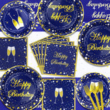 81 Pieces Blue and Gold Party Supplies - Blue and Gold Birthday