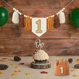 Baby Boy First Birthday Party Decorations Brown High Chair Banner
