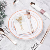 BESTVIP 175PCS Rose Gold Plastic Dinnerware Set, Disposable Party