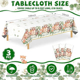 3 Pack Plastic Safari Baby Shower Tablecloth 54 x 108 Inch