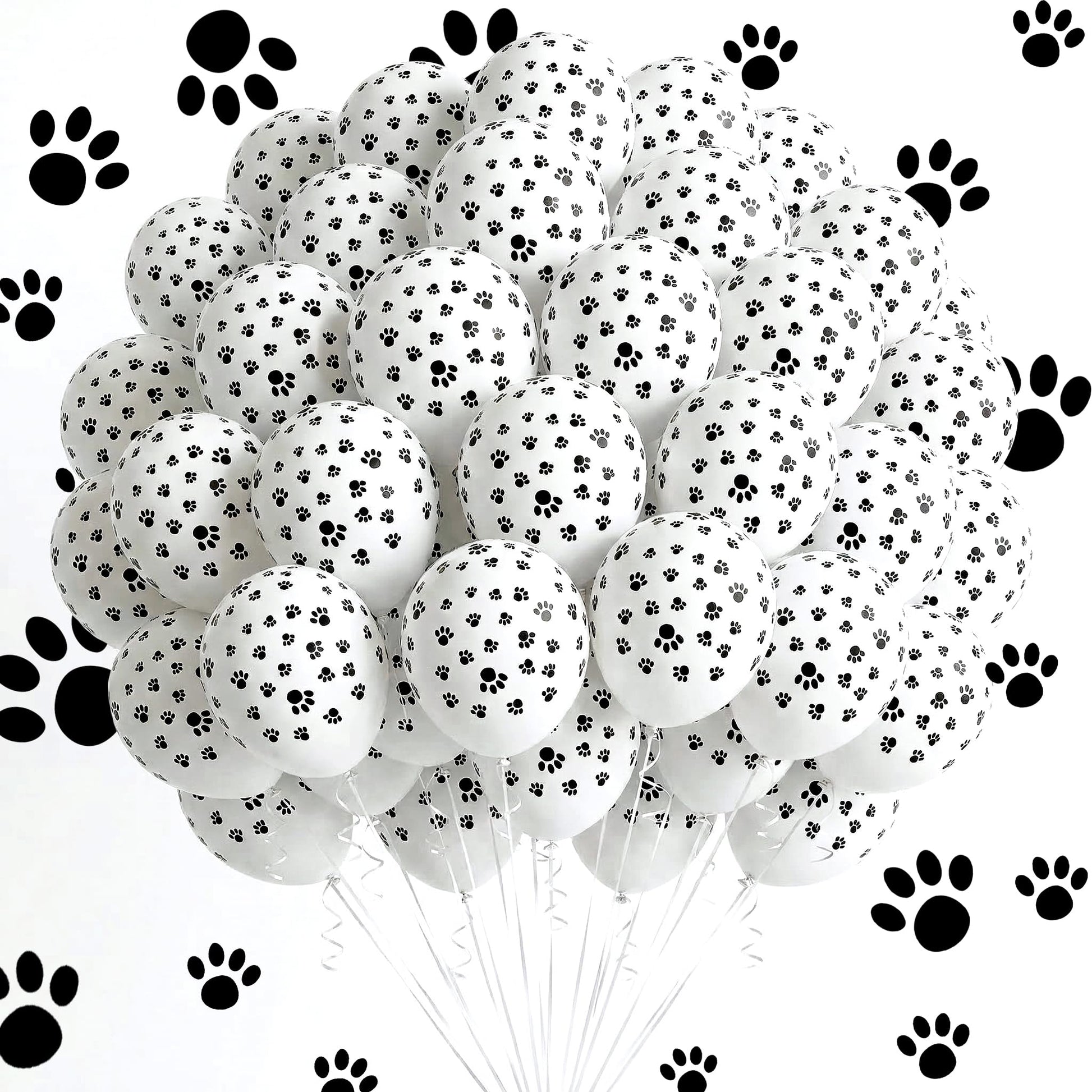 Koogel 100PCS 12 Inch Dog Balloons for Birthday Party, Dog Paw Print
