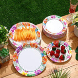 60 Pcs Summer Party Paper Plates Disposable Round Paper Dessert
