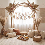 Neutral Boho "Hello Baby" Banner, Pampas Grass Bohemian Baby Shower &