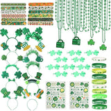 62pcs St Patricks Day Accessories Headbands Necklace Shamrock Beads