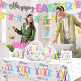 Easter Party Tableware 142pcs Bunny Easter Paper Plates and Napkins