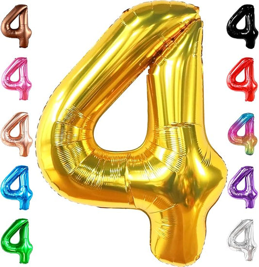 KatchOn, Gold Number 4 Balloons - Big, 40 Inch | 4 Birthday Balloon