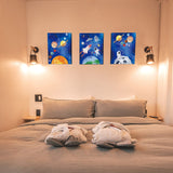 CHDITB Framed Outer Space Art Prints Cartoon Watercolor Planet Wall
