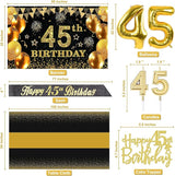 45th Birthday Decorations Men Women with 45th Birthday Banner Black