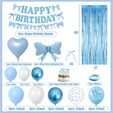 Blue Bow Birthday Party Decorations, Coquette Baby Blue White Bows