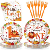 96Pcs Thanksgiving 1st Birthday Decorations Our Little Turkey Is