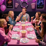 96Pcs Movie Night Party Decorations Pink Movie Plates and Napkins