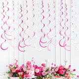 36 Pcs Hot Pink Hanging Swirl Decorations Ombre Pink White Felt Swirl