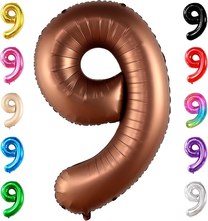 KatchOn, Giant Coffee Brown Number 9 Balloon - 40 Inch | Foil 9