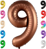 KatchOn, Giant Coffee Brown Number 9 Balloon - 40 Inch | Foil 9