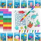 24 Under the Sea Mini Coloring Books Kids with 24 Stacking Crayons