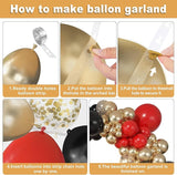 Ouddy Party 149Pcs Red Black Gold Balloon Arch Garland Kit Different