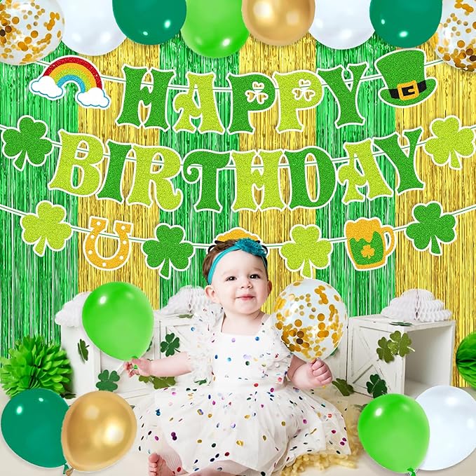 St Patrick's Day Birthday Party Decorations Shamrock Birthday Banner