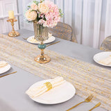 Snowkingdom 6Pcs 10 Ft Gold Table Runners, Sheer Chiffon Tulle
