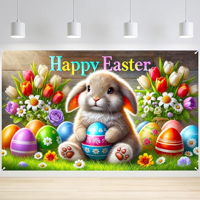 Easter Banner Polyester 43x70.86 Inches Large Easter