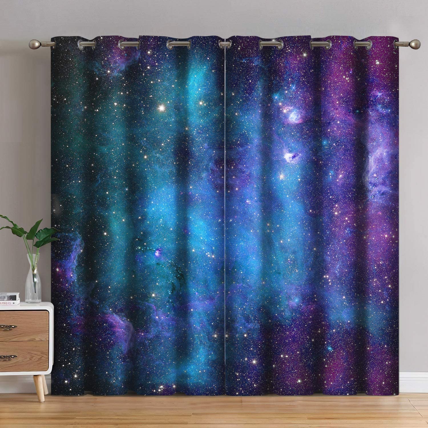 Jekeno Galaxy Blackout Curtain Outer Space Nebula Universe Stars