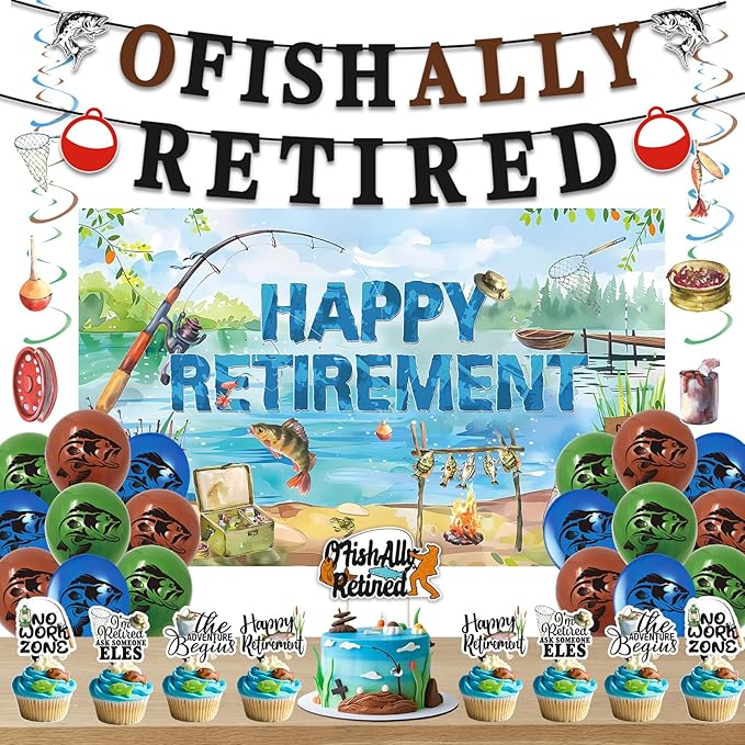 Retirement Party Decorations Men Women Ofishally Retired Banner