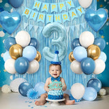 3rd Birthday Decorations Blue White Gold 3rd Birthday Balloons with
