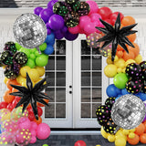 Amandir Glow in the Dark Party Decorations, 80S Disco Rainbow Balloon