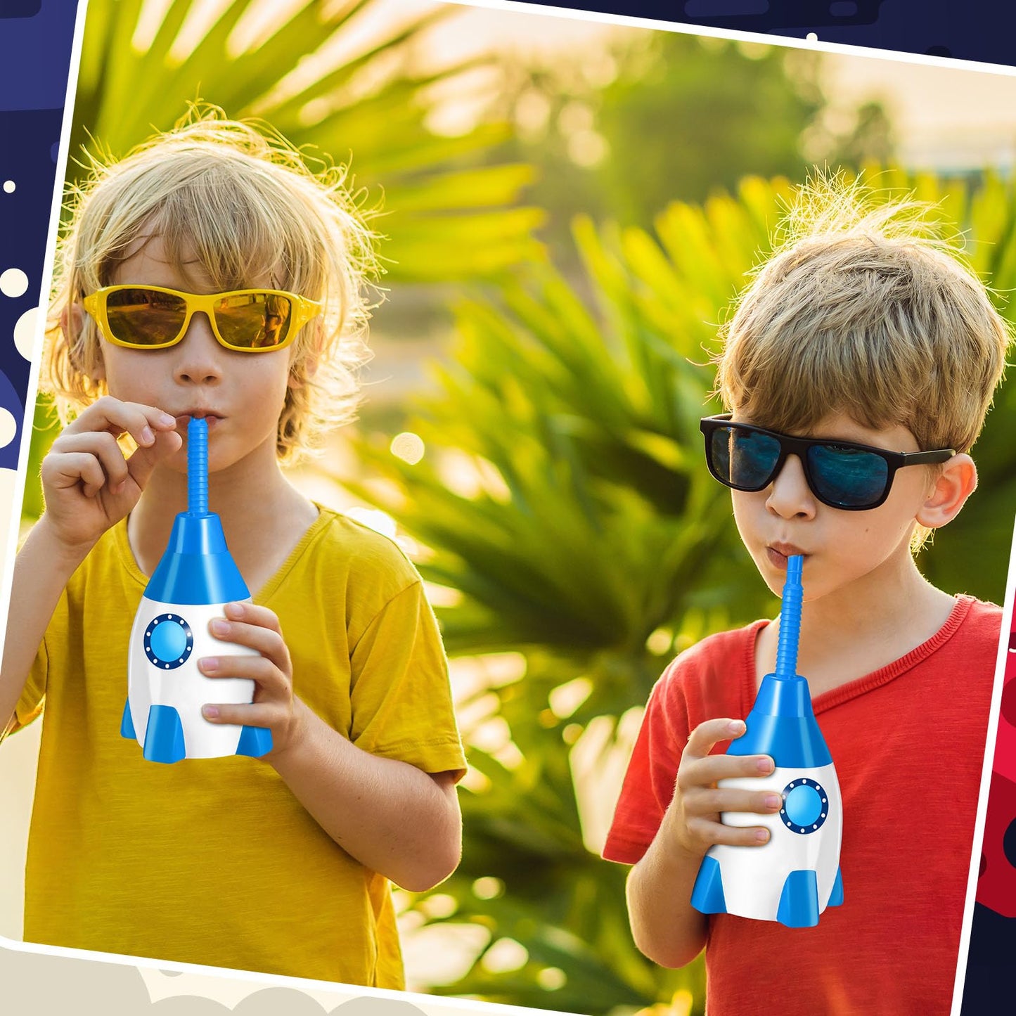 Space Cups Bulk Plastic Rocket Shape Cups 4.3 x 3.2 inch 12pk