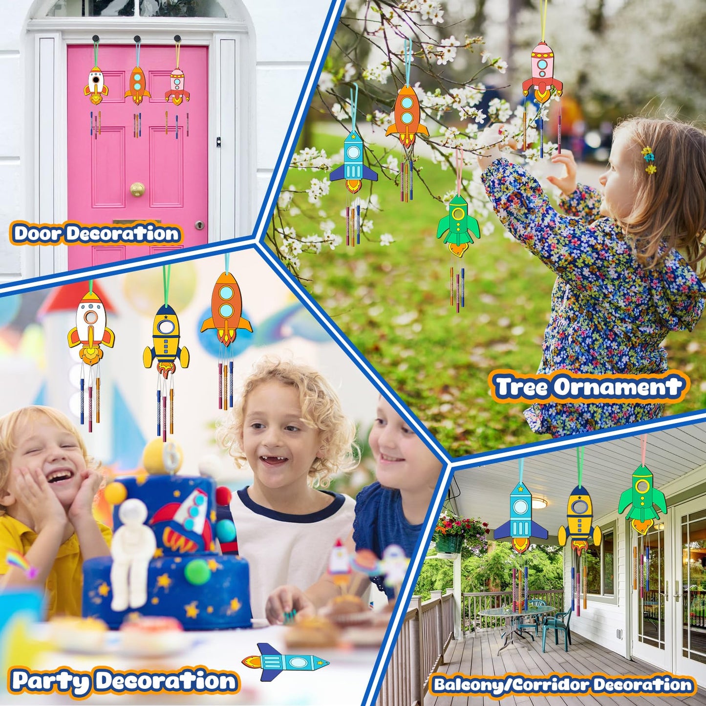 12PCS Rocket Wind Chime Kit for Kids Make Your Own Space