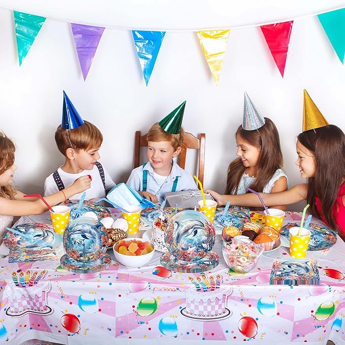 96 Pcs Dolphin Birthday Party Decorations Under the Sea Dolphin