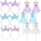 12 Pcs Princess Party Favors Star Shaped Wands and Sequin Crown