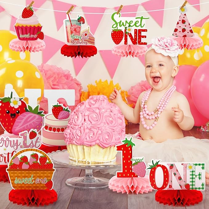 10 PCS Berry First Birthday Decor, Strawberry Theme 1st Birthday