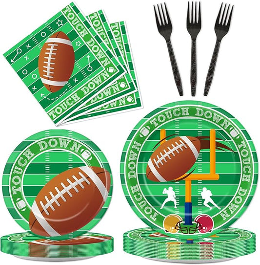 100 Pcs Football Party Plates and Napkins Set Football Birthday
