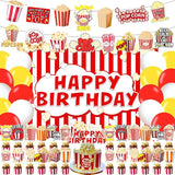 59 Pcs Popcorn Birthday Party Supplies Carnival Circus Movie Night