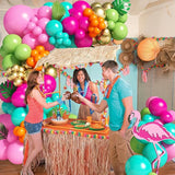 138pcs Flamingo Tropical Luau Balloons Arch Garland Kit Olive Green