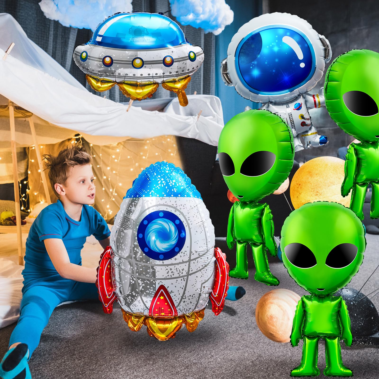 8 Pcs 31.5 Inch Inflatable Alien Balloons Alien Party