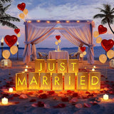 Just Married Luminary Paper Bags with LED Tea Lights Flameless