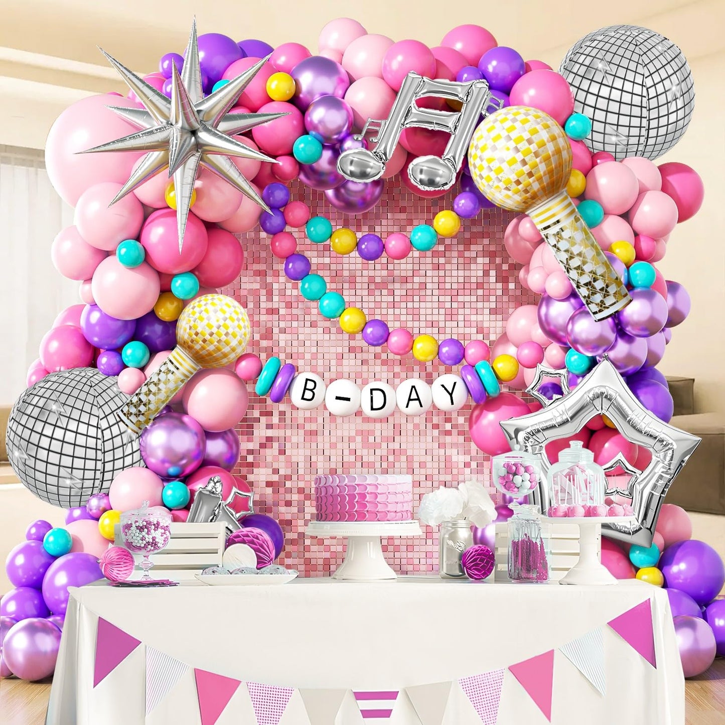 133pcs Pink and Purple Balloon Arch Kit, Light Pink Hot Pink Purple