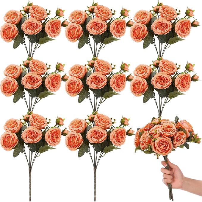 8 Bundles Artificial Peonies Flowers Boho Faux Flowers Arrangements Ar